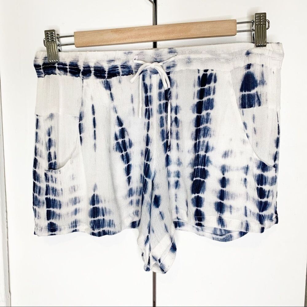 Women’s Shorts Pull On elastic waist stripe Small White Blue - Picture 5 of 12